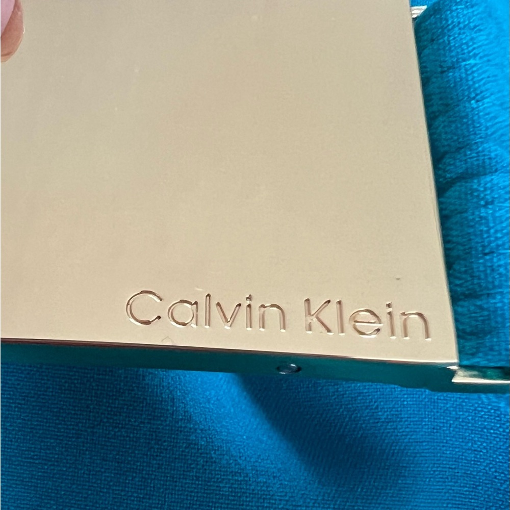 NWOT Calvin Klein Blue Sleeveless Belted Lined Crew Neck Sheath Dress Size 12 - Picture 6 of 10